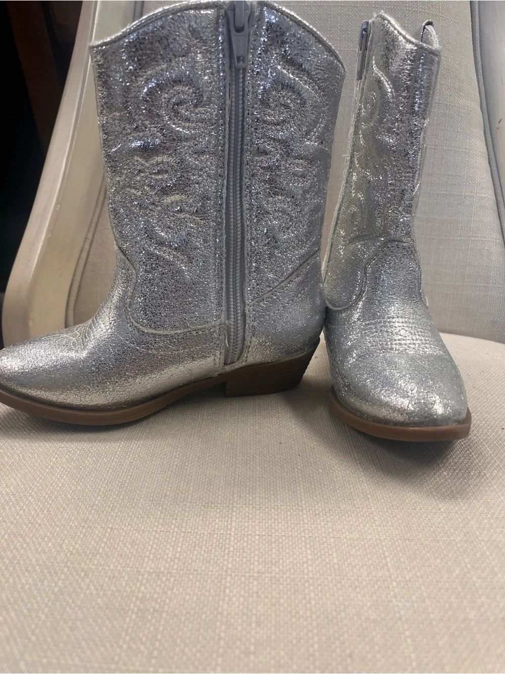 Tucker + Tate Sparkle Silver Kids Western Boots